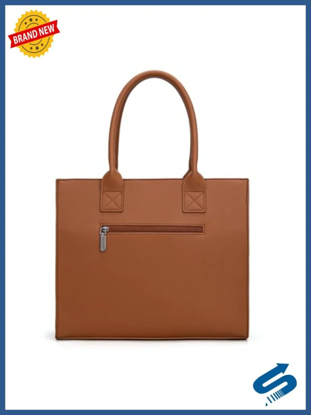 Vegan Leather Tote Bag with Strap for Work & Travel